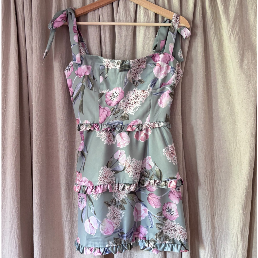 Show Me Your Mumu Primavera Lady Corset Mini Dress Dress NWT Medium Sage Pink